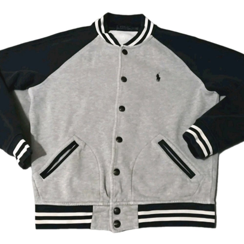 Polo by Ralph Lauren Men's Black and Gray Varsity Jacket XL